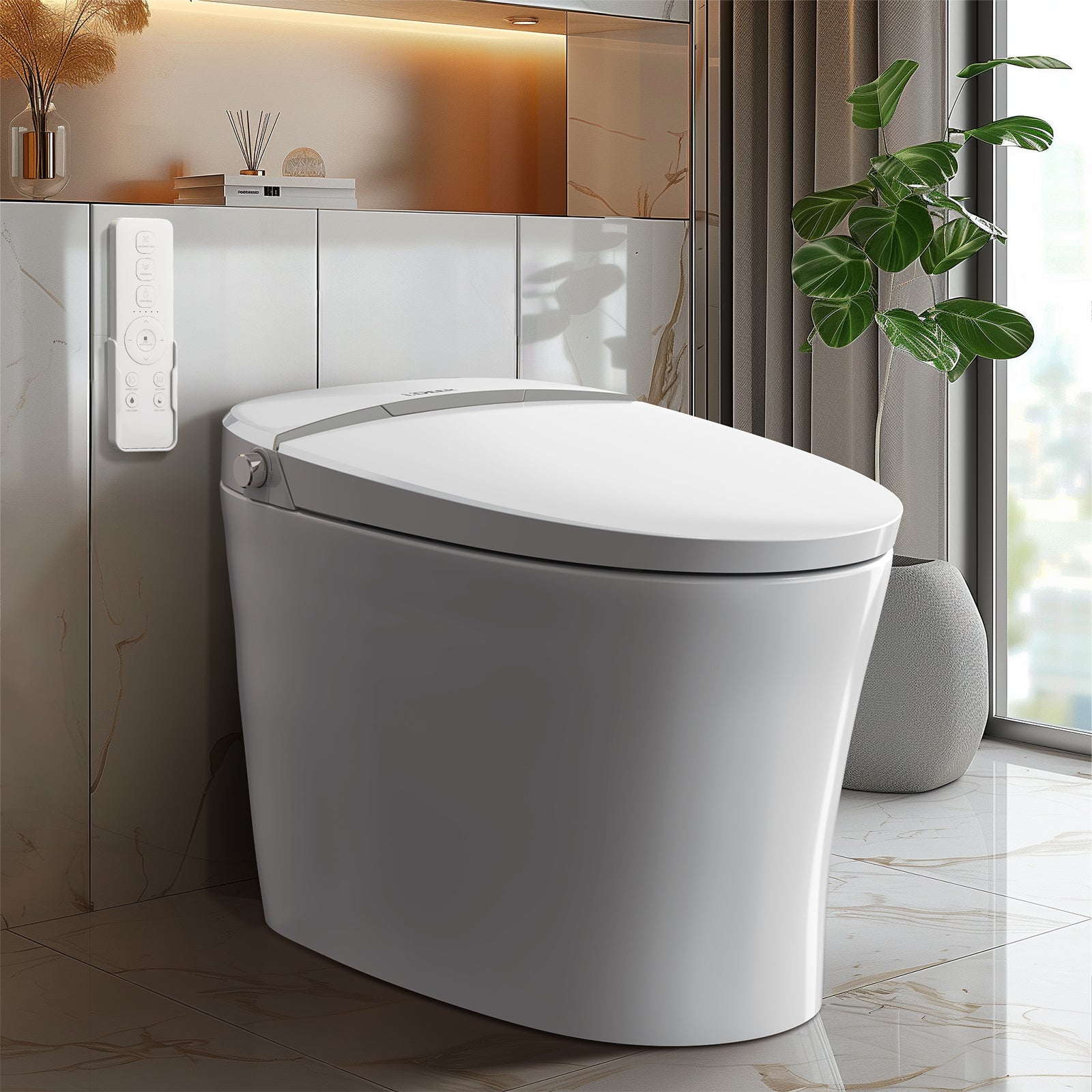 Tankless Smart Toilet, 1.1/1.6 GPF Dual Flush One Piece Smart Bidet Toilet, Electric Heated Bidet Toilet with Elongated Heated Seat and Dryer, Instant Warm Water, Foot Sensor, Night Light