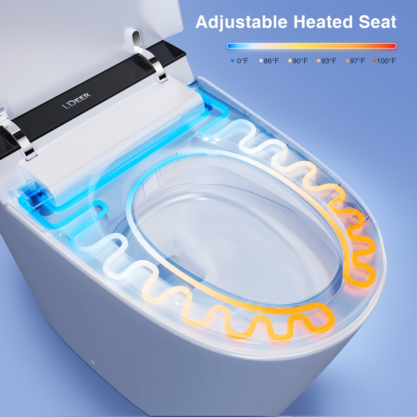 Luxury Smart Toilet with Bidet Built in, Elongated Bidet Toilet for Bathroom with ADA Height, Heated Seat, Instant Warm Water, Pump Assisted Flushing, Foot Sensor, Auto Lid Open/close, LED Display