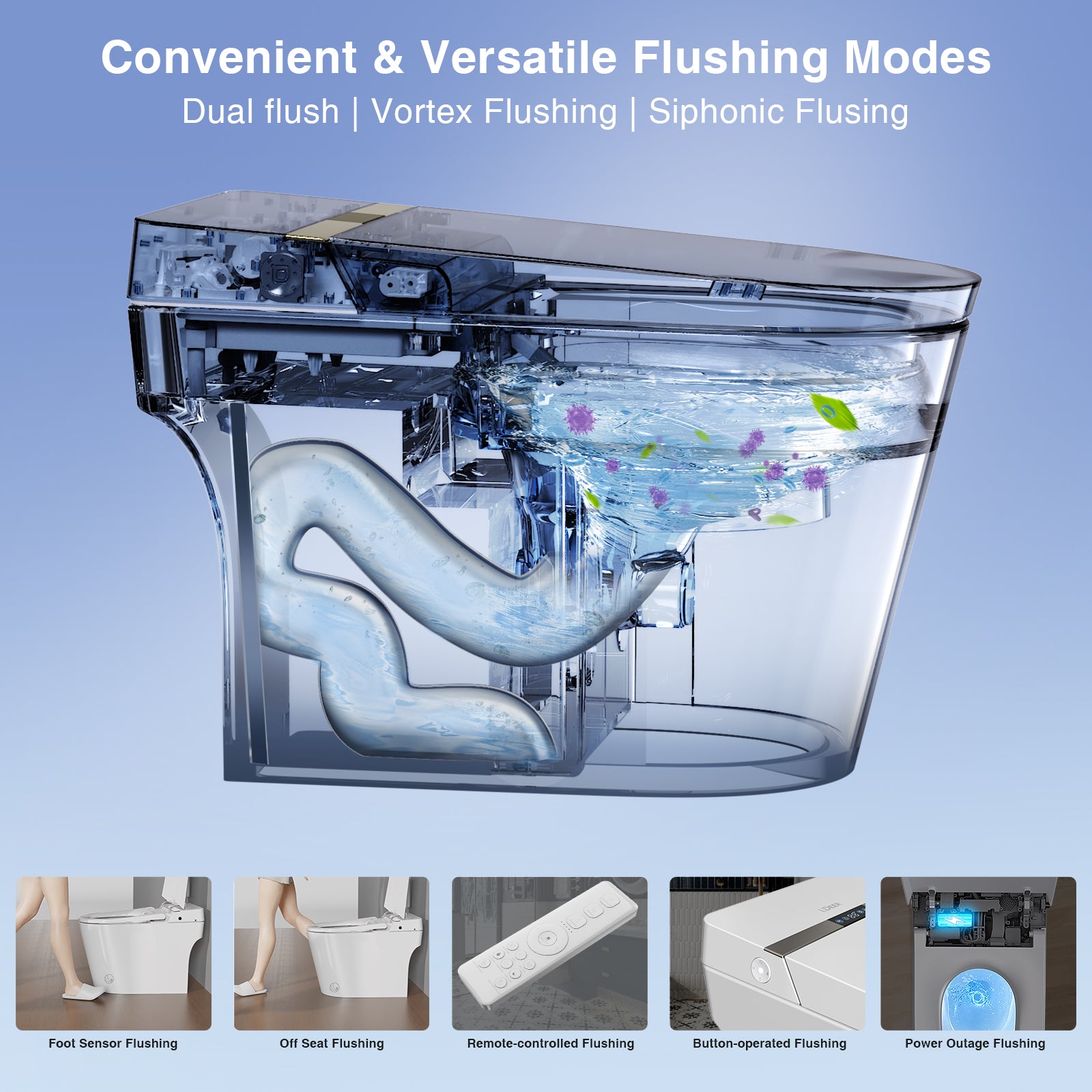 Smart Bidet Toilet, One Piece Tankless Bidet Toilet for Bathroom with Elongated Heated Seat, Instant Warm Water, Dual Auto Flush, Foot Sensor, Auto Lid Open/Close, Night Light, Dryer, LED Display